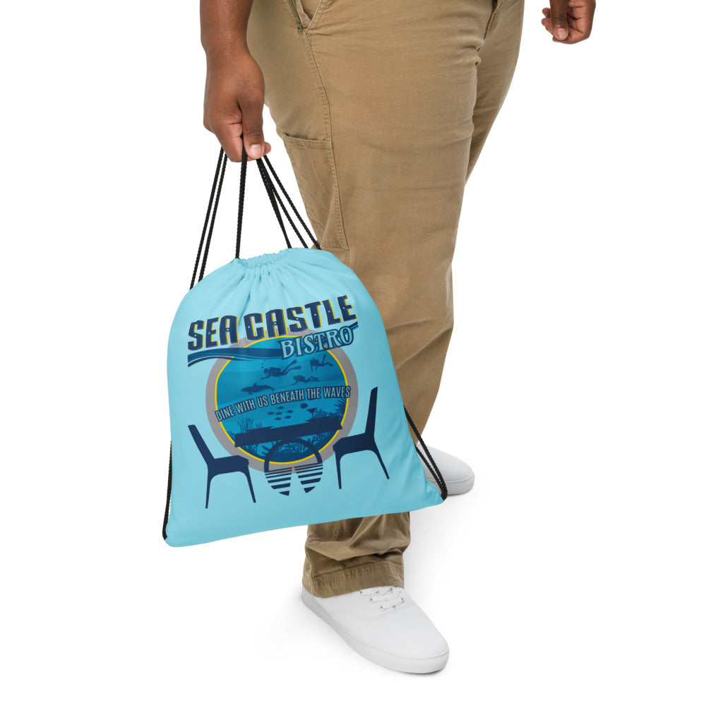 HORIZONS sea castle bistro Drawstring Bag