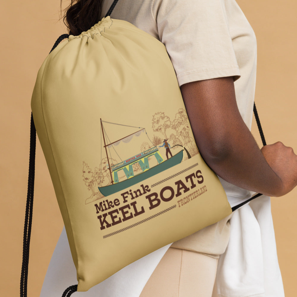 MIKE FINK KEEL BOATS boat scene Drawstring bag