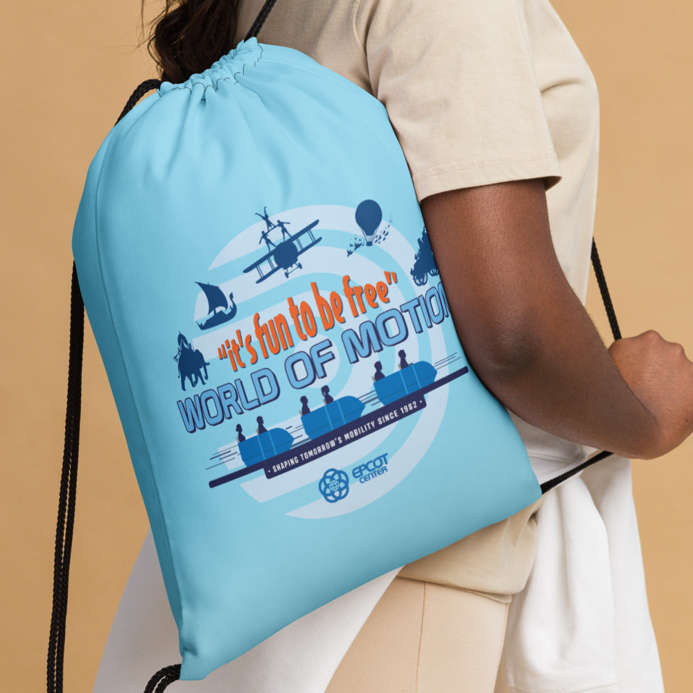 WORLD OF MOTION tomorrow's mobility Drawstring Bag