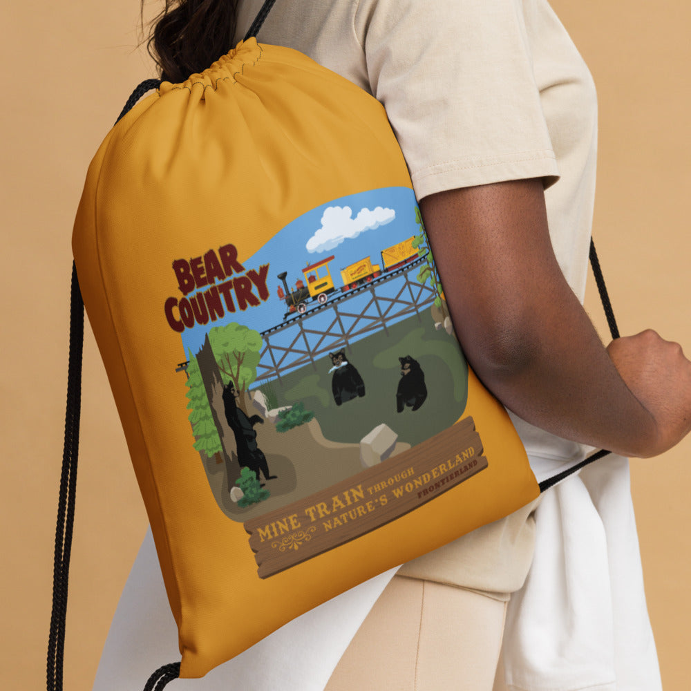 MINE TRAIN THROUGH NATURE'S WONDERLAND bear country Drawstring Bag