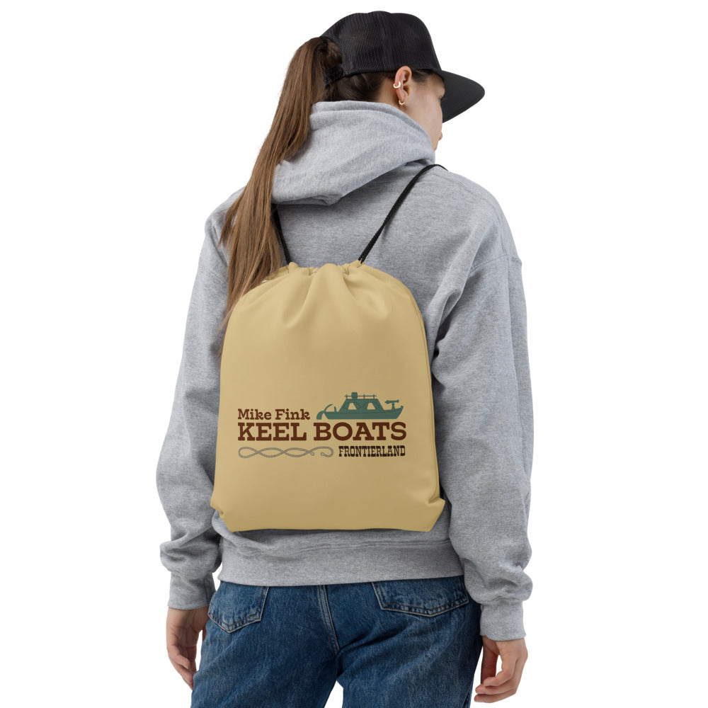 MIKE FINK KEEL BOATS title Drawstring Bag