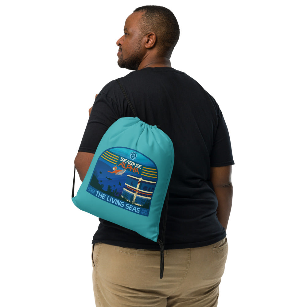 THE LIVING SEAS explore Drawstring Bag
