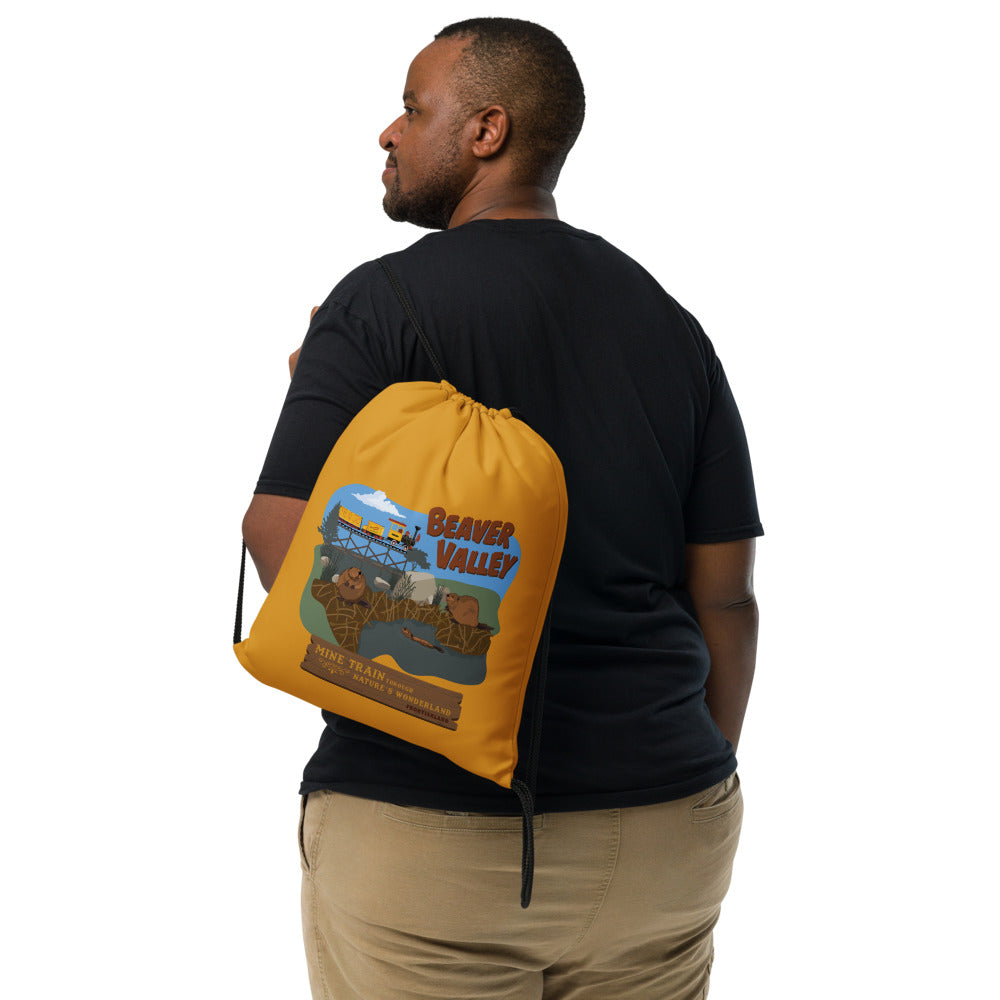 MINE TRAIN THROUGH NATURE'S WONDERLAND beaver valley Drawstring Bag