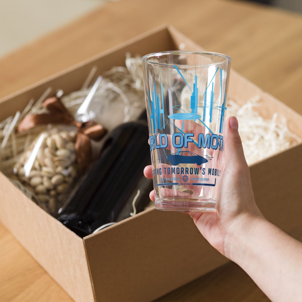 WORLD OF MOTION center core Pint Glass