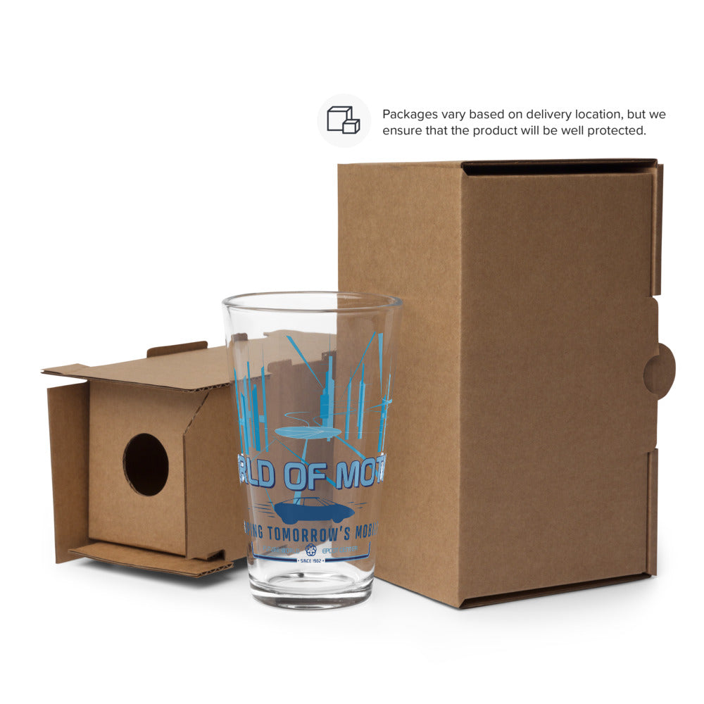 WORLD OF MOTION center core Pint Glass
