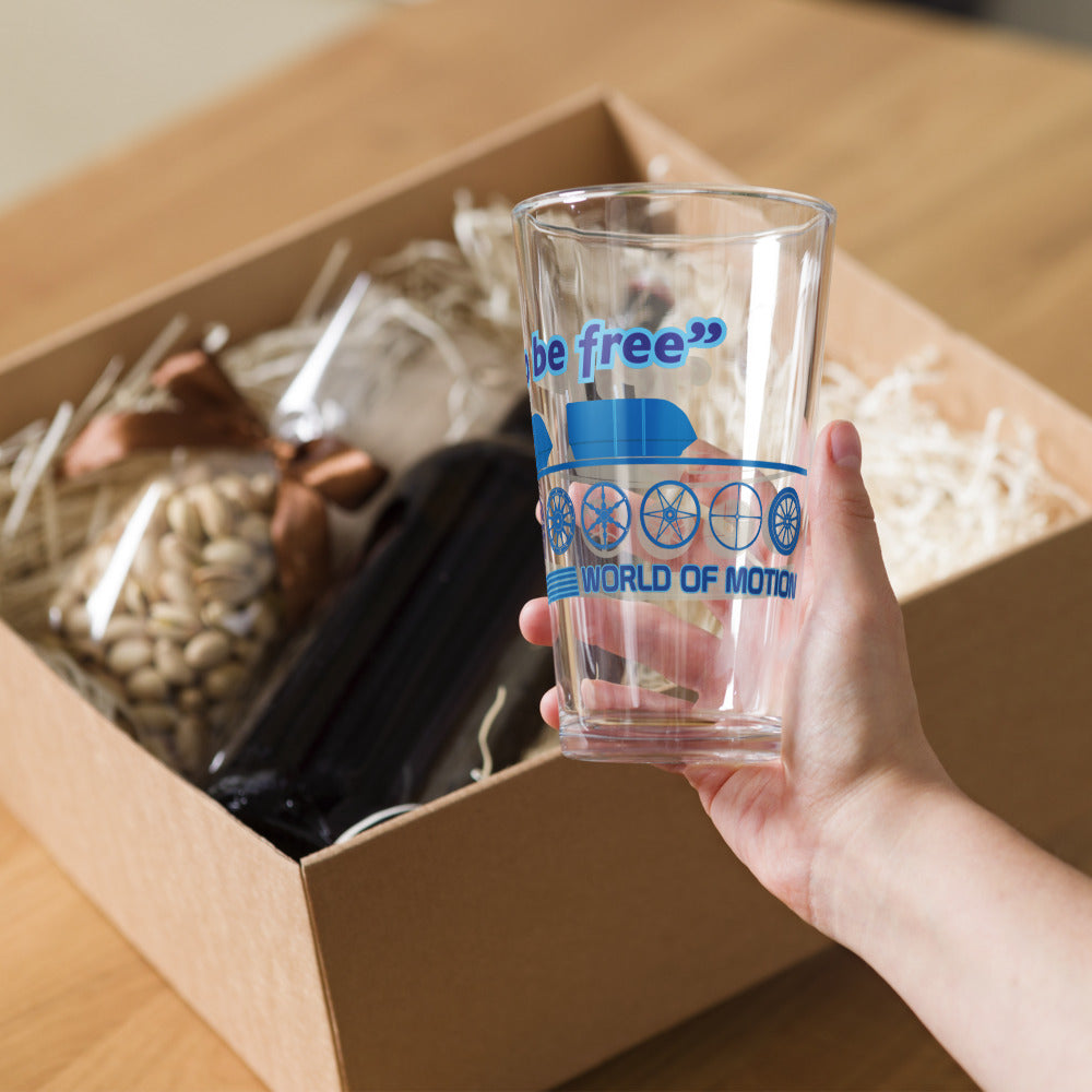 WORLD OF MOTION icons Pint Glass