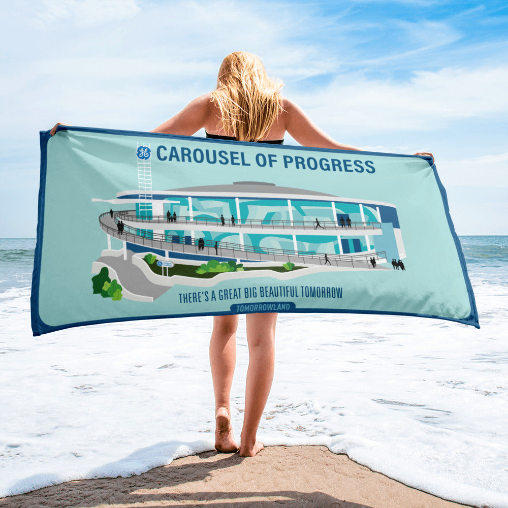 CAROUSEL OF PROGRESS building Beach Towel
