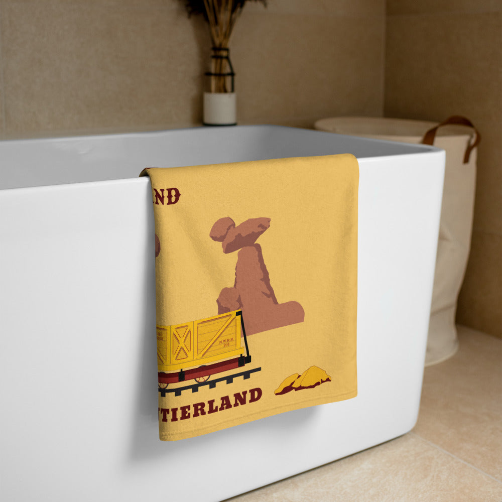 MINE TRAIN THROUGH NATURE'S WONDERLAND title train Beach Towel