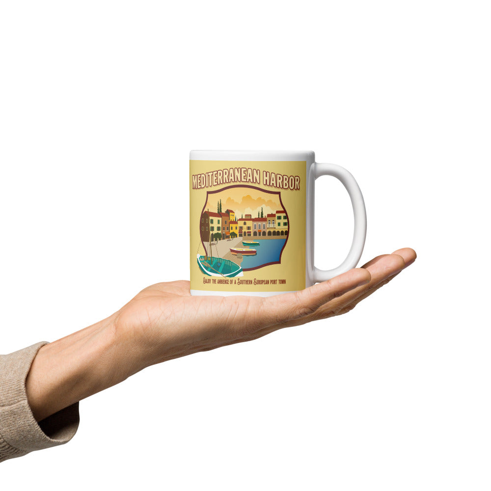 TDS MEDITERRANEAN HARBOR port title Mugs (3 sizes)