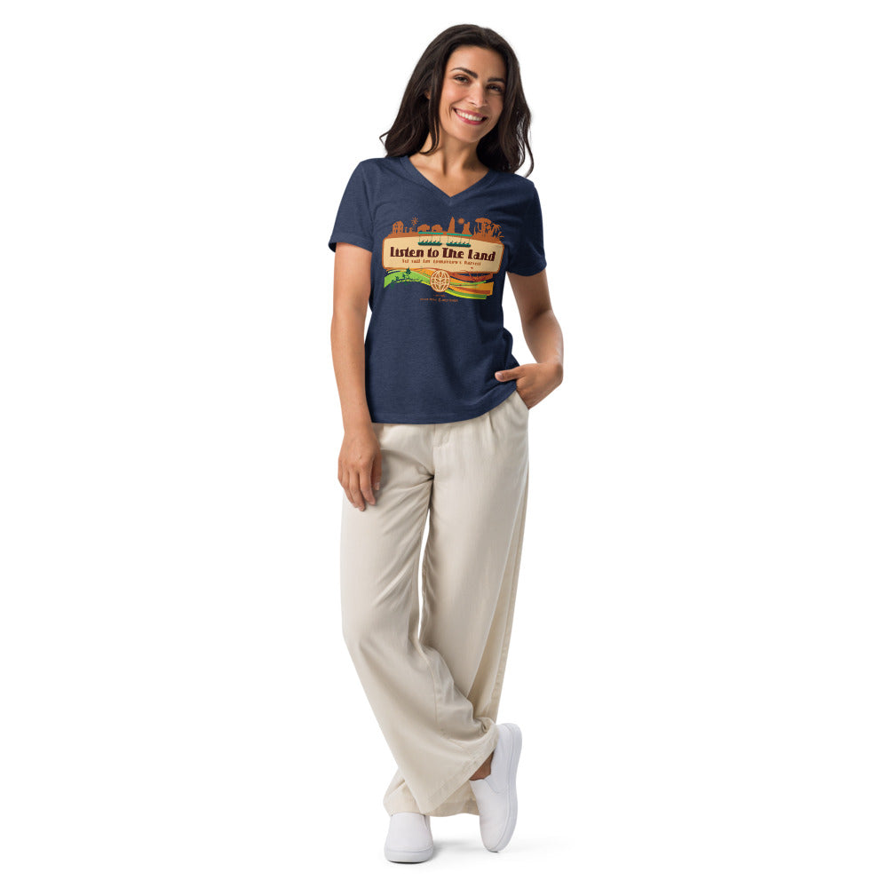 THE LAND listen to the land Women’s V-neck t-shirt