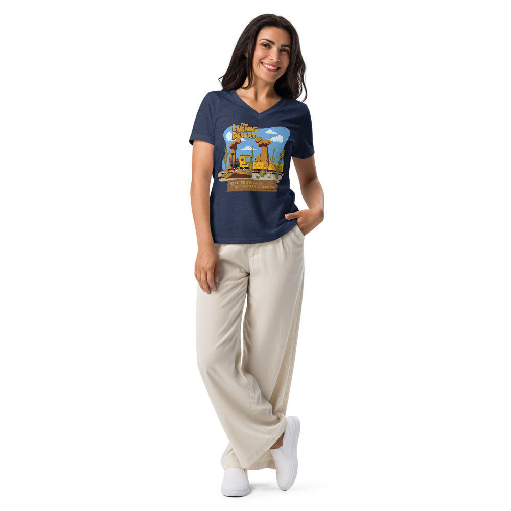 MINE TRAIN THROUGH NATURE'S WONDERLAND living desert Women’s V-neck t-shirt