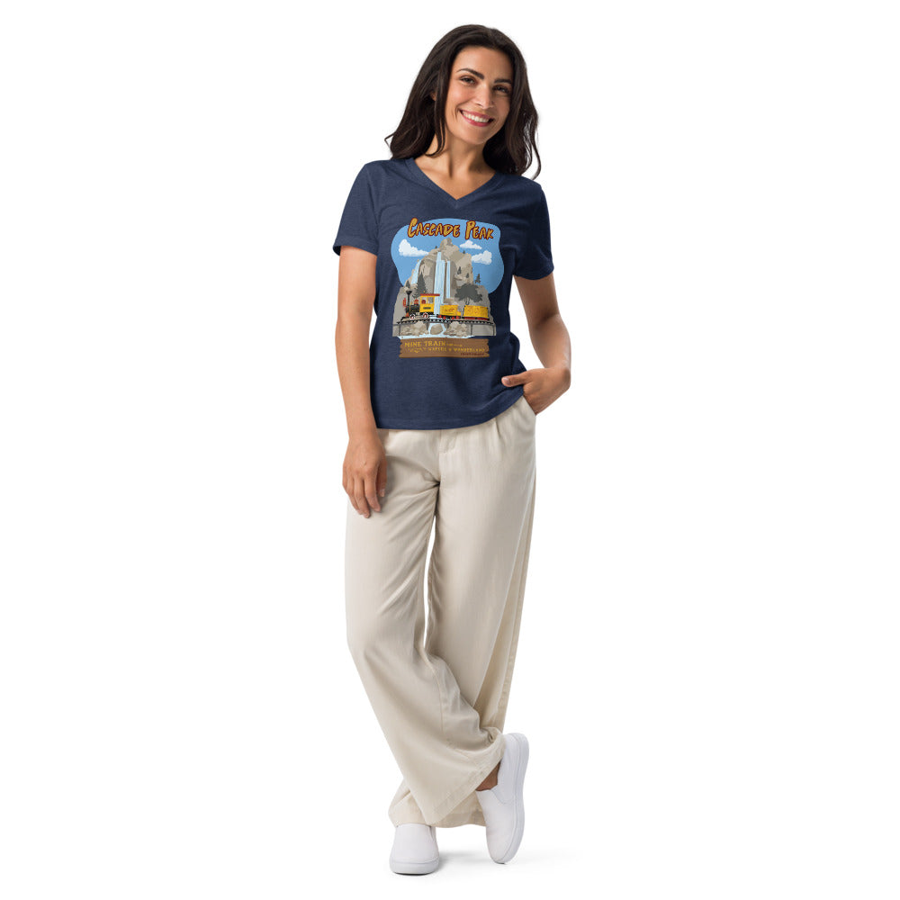MINE TRAIN THROUGH NATURE'S WONDERLAND cascade peak Women’s V-neck t-shirt
