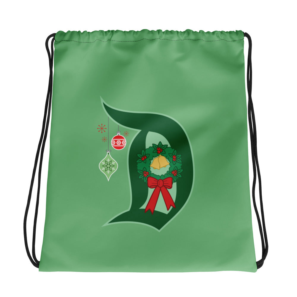 DL HOLIDAY TIME tree Drawstring Bag
