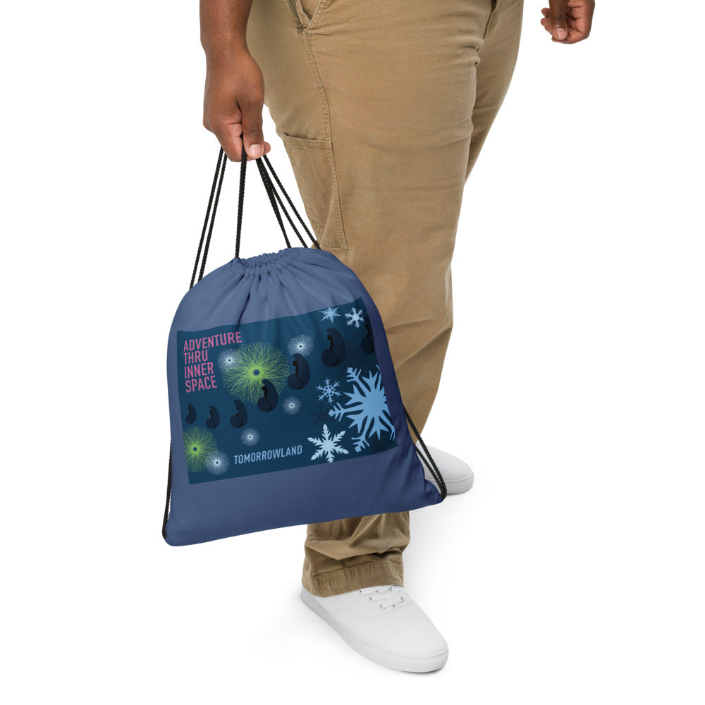 ADVENTURE THRU INNER SPACE poster Drawstring Bag