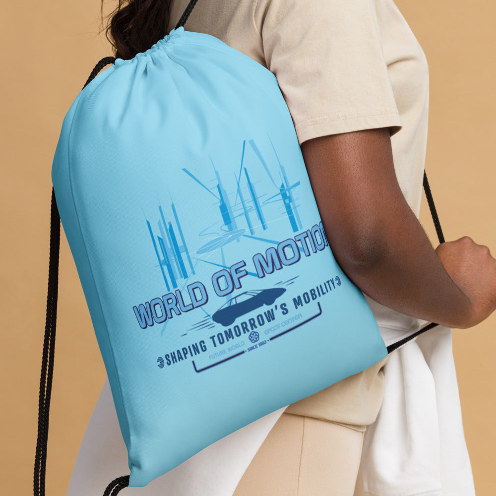 WORLD OF MOTION center core Drawstring Bag