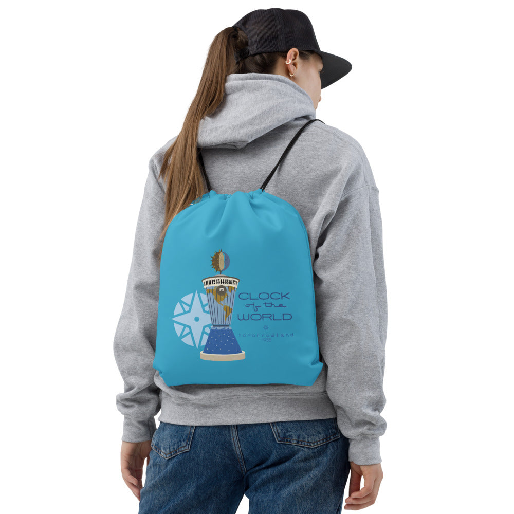 CLOCK OF THE WORLD tower Drawstring Bag