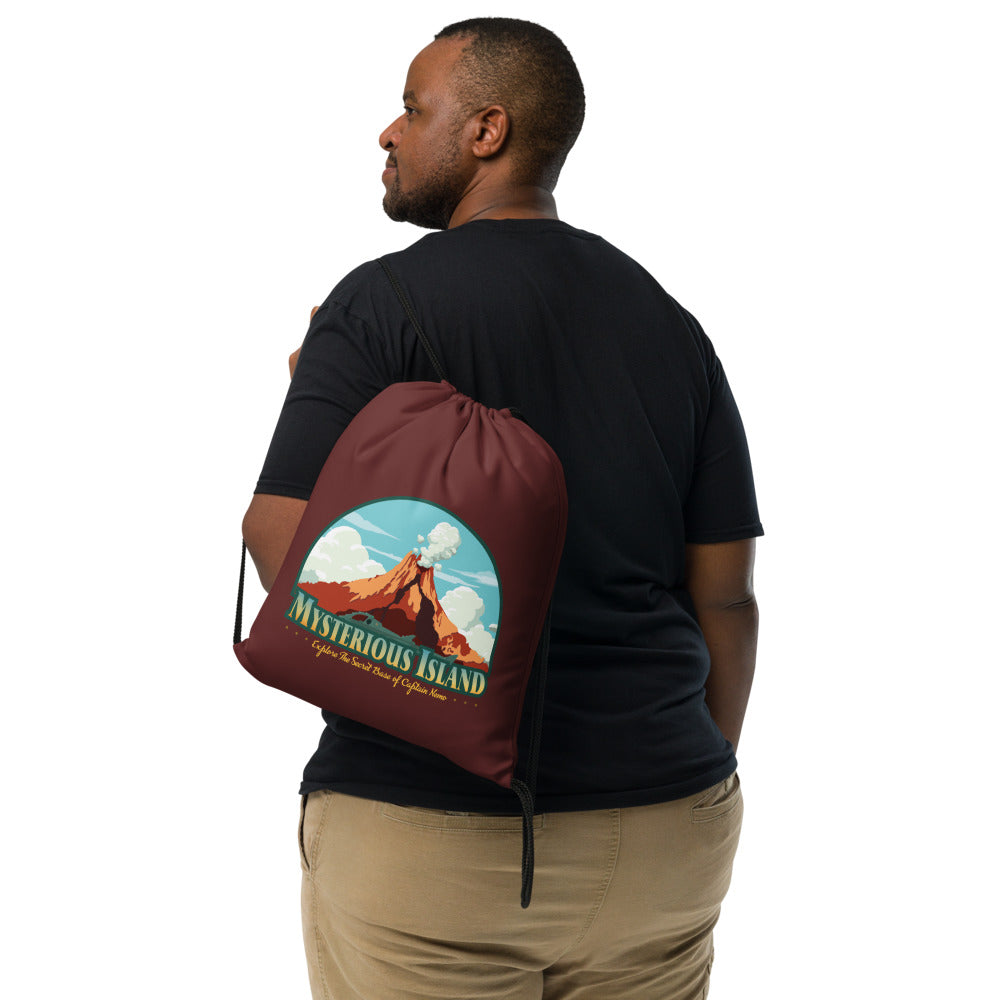 TDS MYSTERIOUS ISLAND port title Drawstring Bag