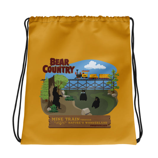 MINE TRAIN THROUGH NATURE'S WONDERLAND bear country Drawstring Bag