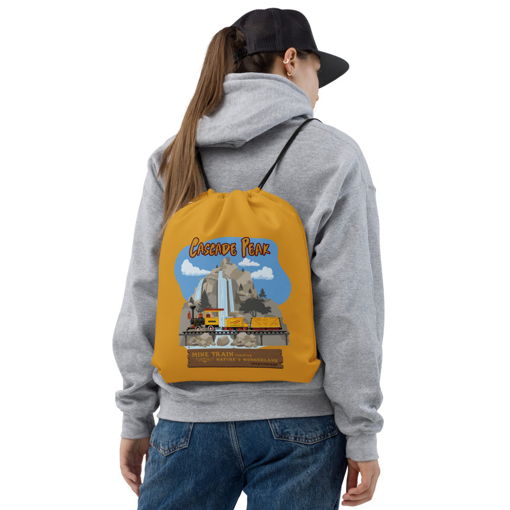 MINE TRAIN THROUGH NATURE'S WONDERLAND cascade peak Drawstring Bag