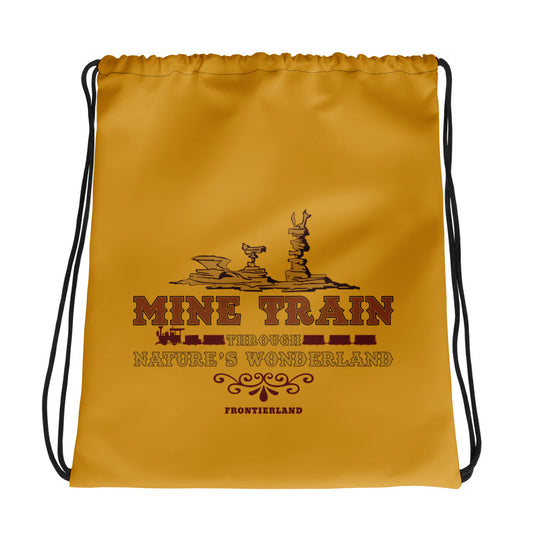 MINE TRAIN THROUGH NATURE'S WONDERLAND title Drawstring Bag