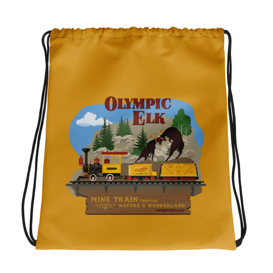 MINE TRAIN THROUGH NATURE'S WONDERLAND olympic elk Drawstring Bag