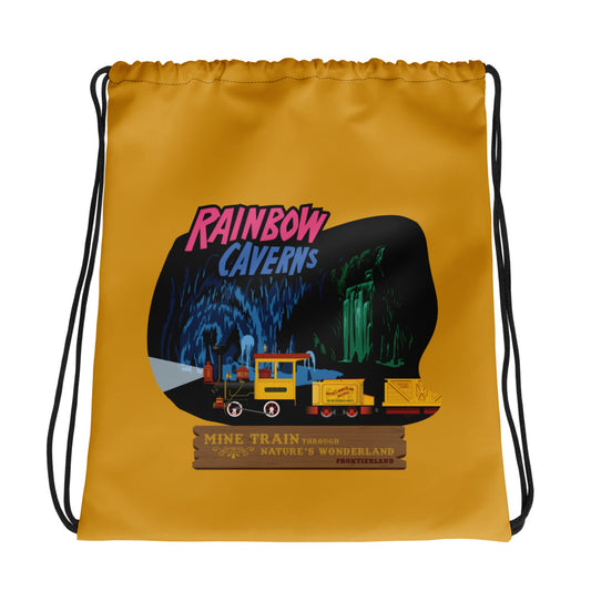 MINE TRAIN THROUGH NATURE'S WONDERLAND rainbow caverns Drawstring Bag