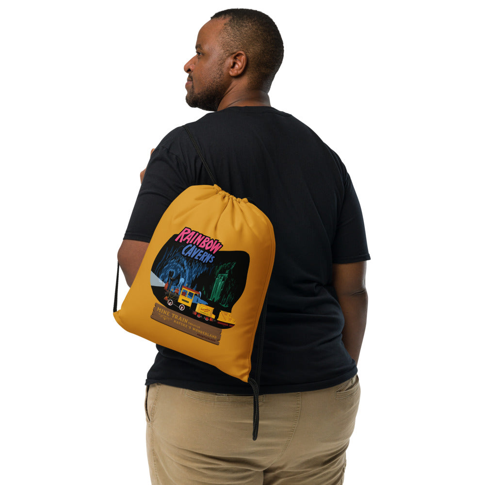 MINE TRAIN THROUGH NATURE'S WONDERLAND rainbow caverns Drawstring Bag