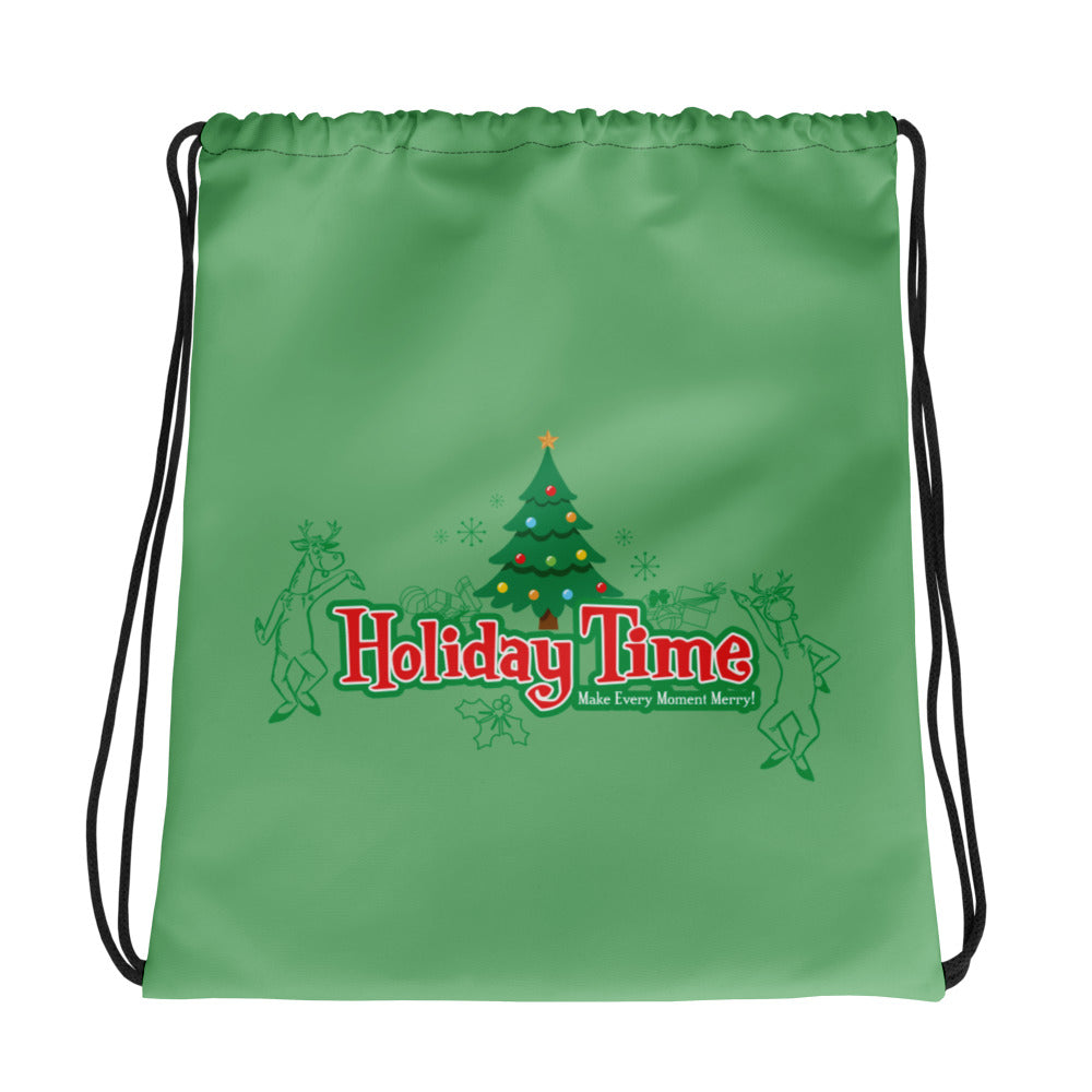 DL HOLIDAY TIME tree Drawstring Bag