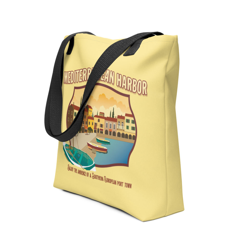 TDS MEDITERRANEAN HARBOR port title Tote Bag
