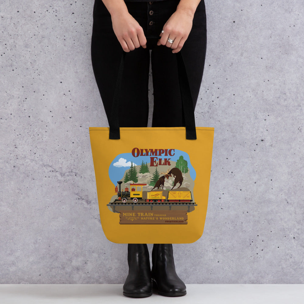 MINE TRAIN THROUGH NATURE'S WONDERLAND olympic elk Tote Bag