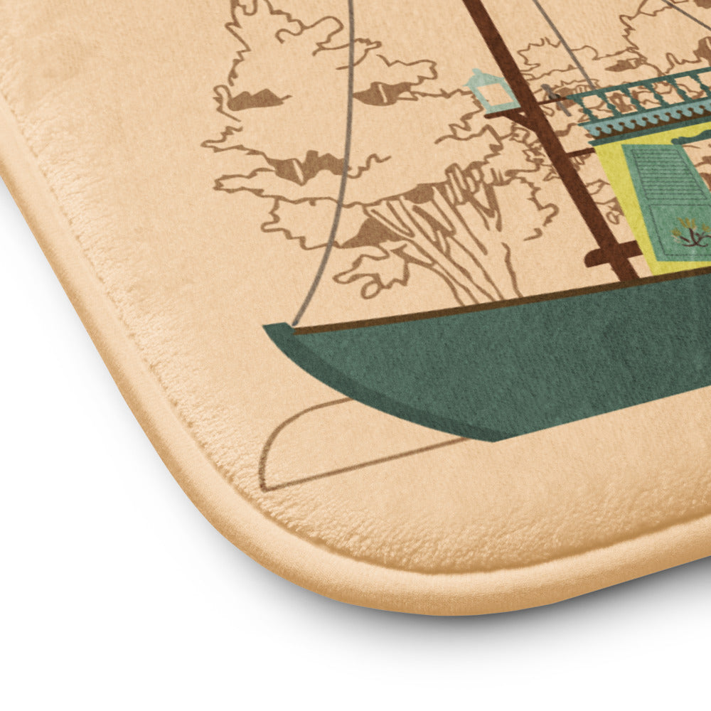 MIKE FINK KEEL BOATS scene Bath Mat