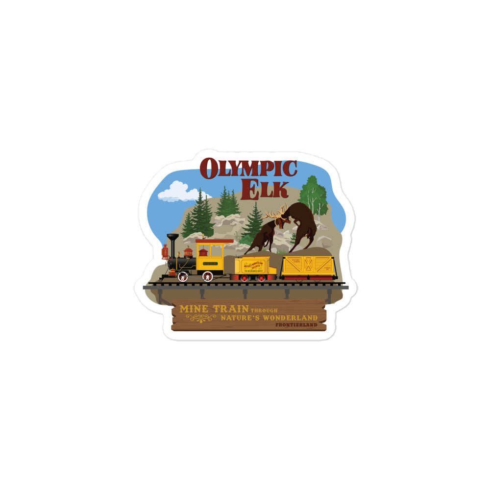 MINE TRAIN THROUGH NATURE'S WONDERLAND olympic elk Stickers