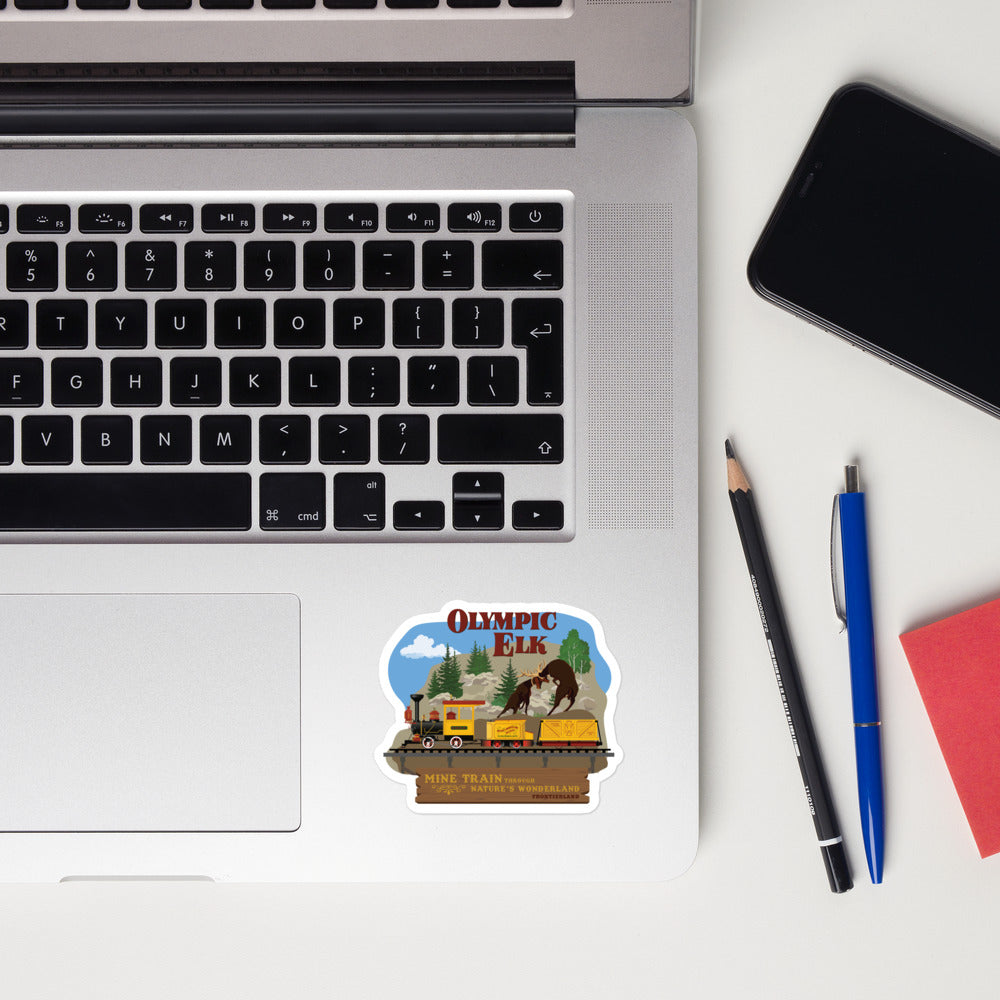 MINE TRAIN THROUGH NATURE'S WONDERLAND olympic elk Stickers