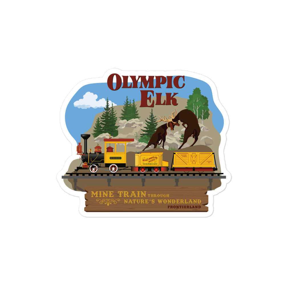 MINE TRAIN THROUGH NATURE'S WONDERLAND olympic elk Stickers