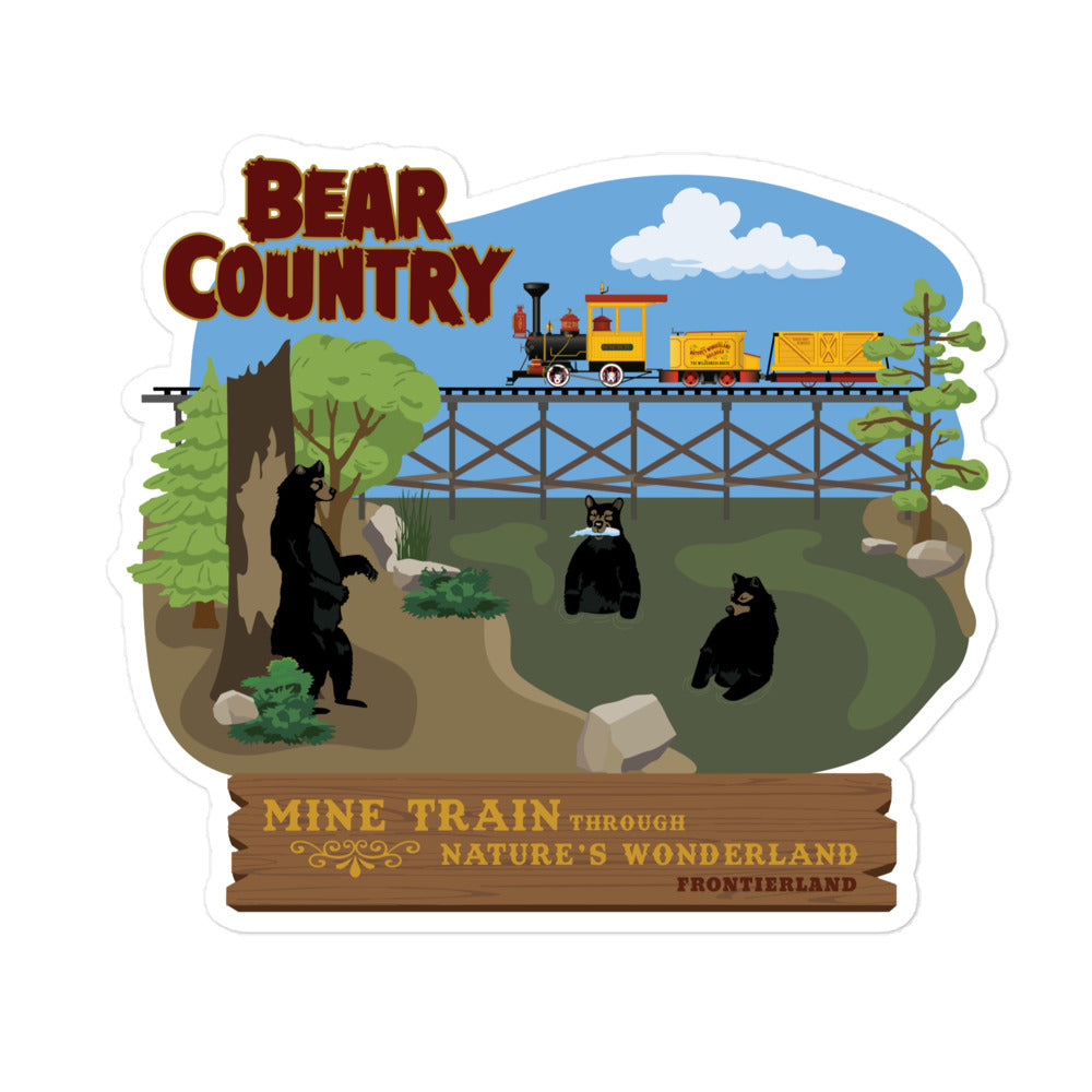 MINE TRAIN THROUGH NATURE'S WONDERLAND bear country Stickers