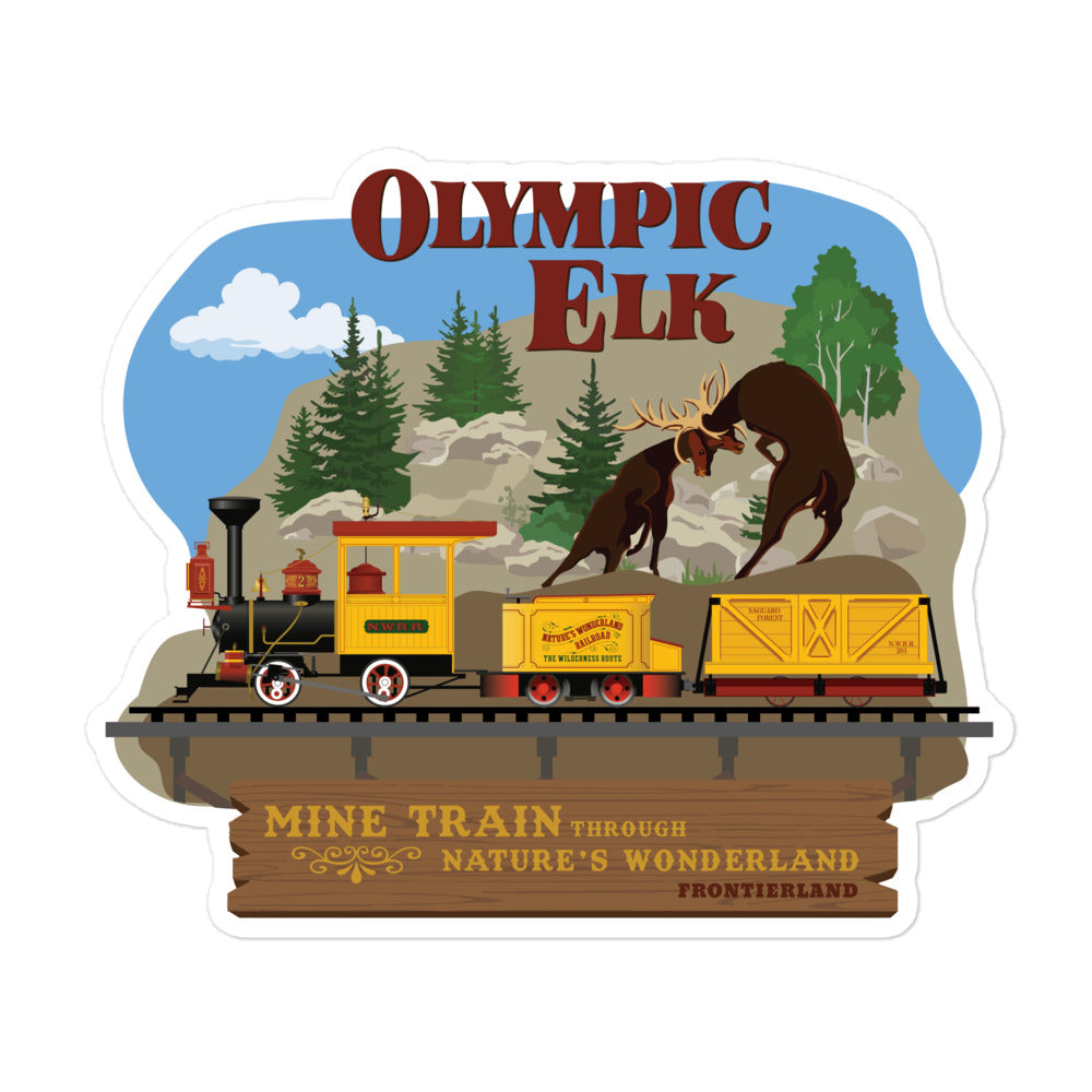 MINE TRAIN THROUGH NATURE'S WONDERLAND olympic elk Stickers