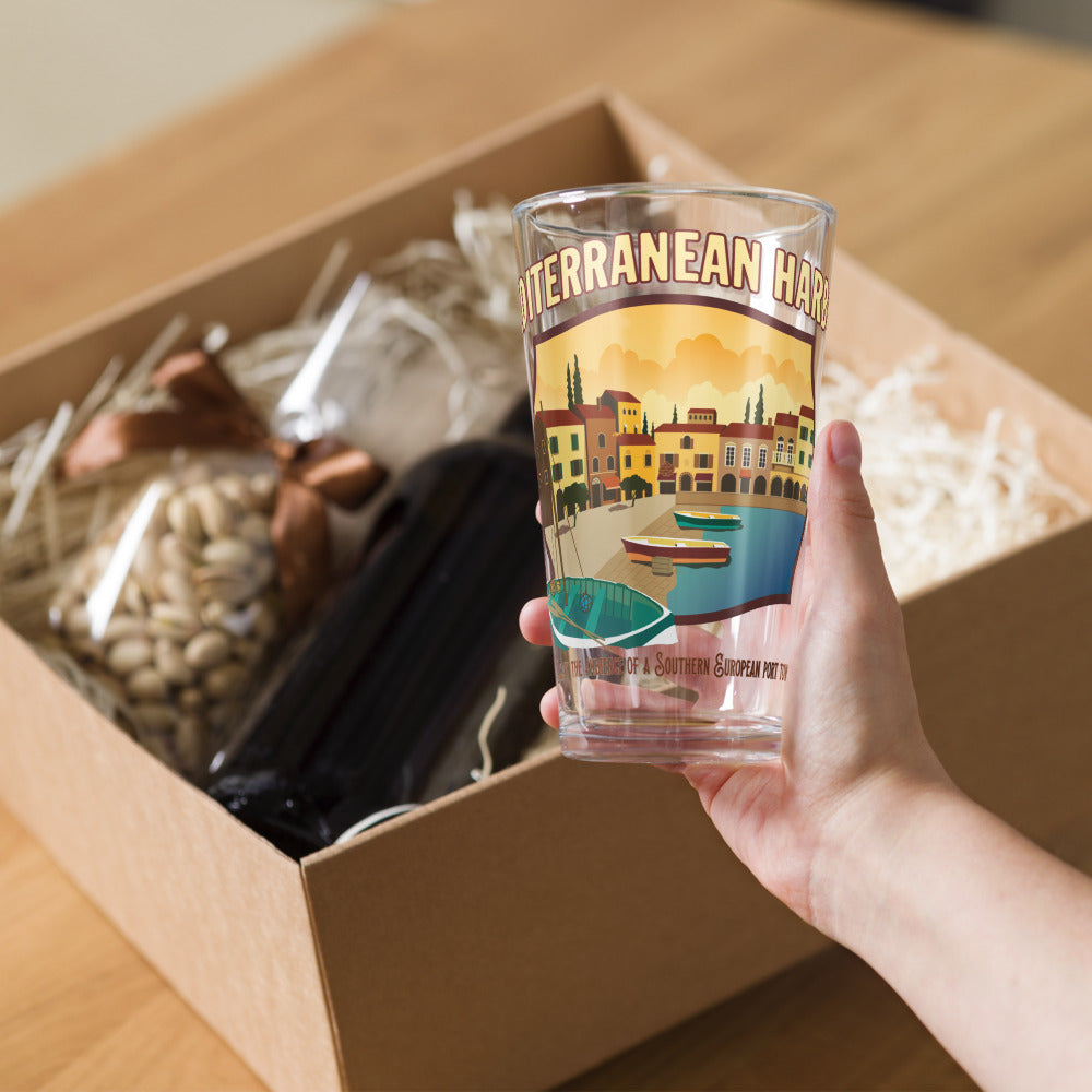 TDS MEDITERRANEAN HARBOR port title Pint Glass