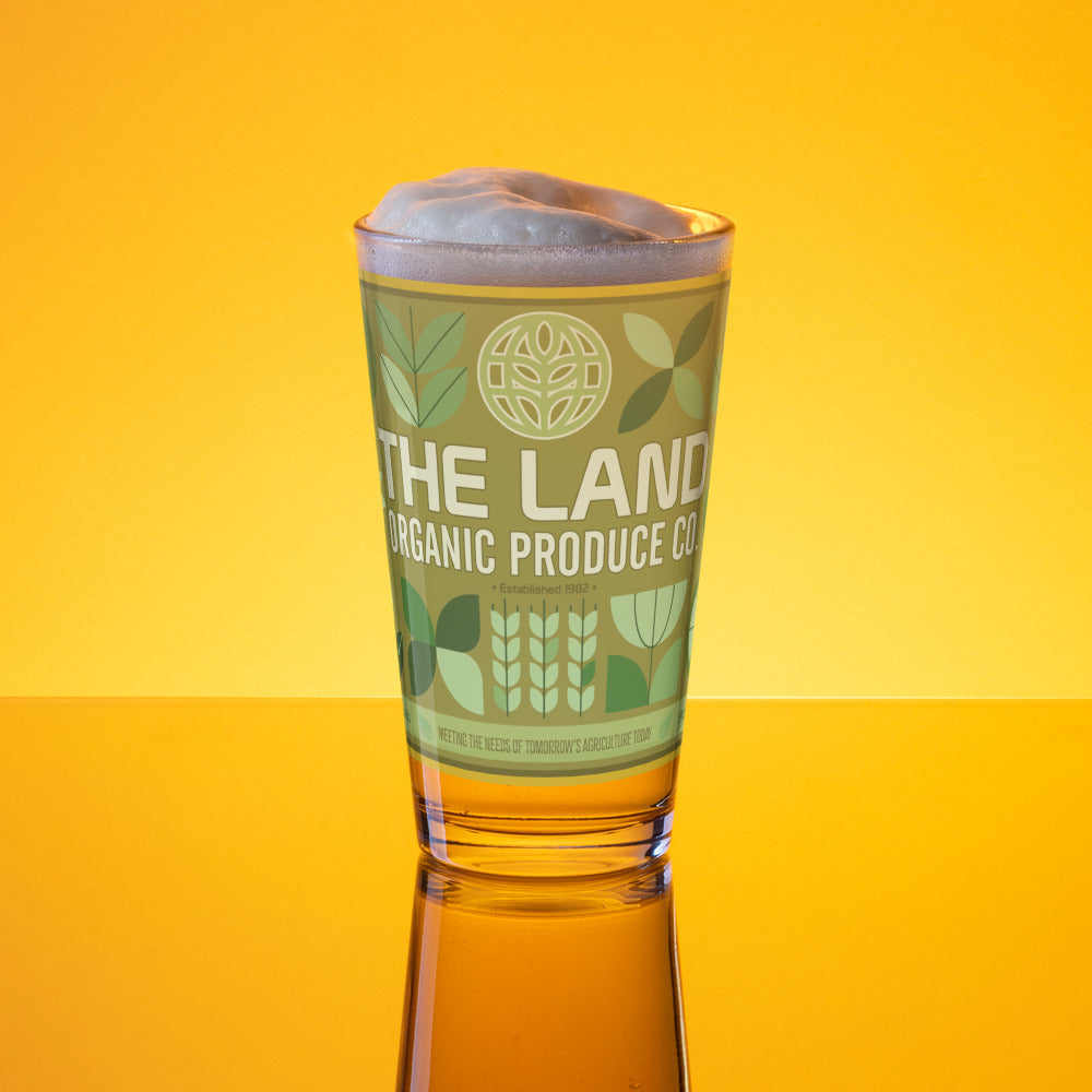 THE LAND organic produce Pint Glass