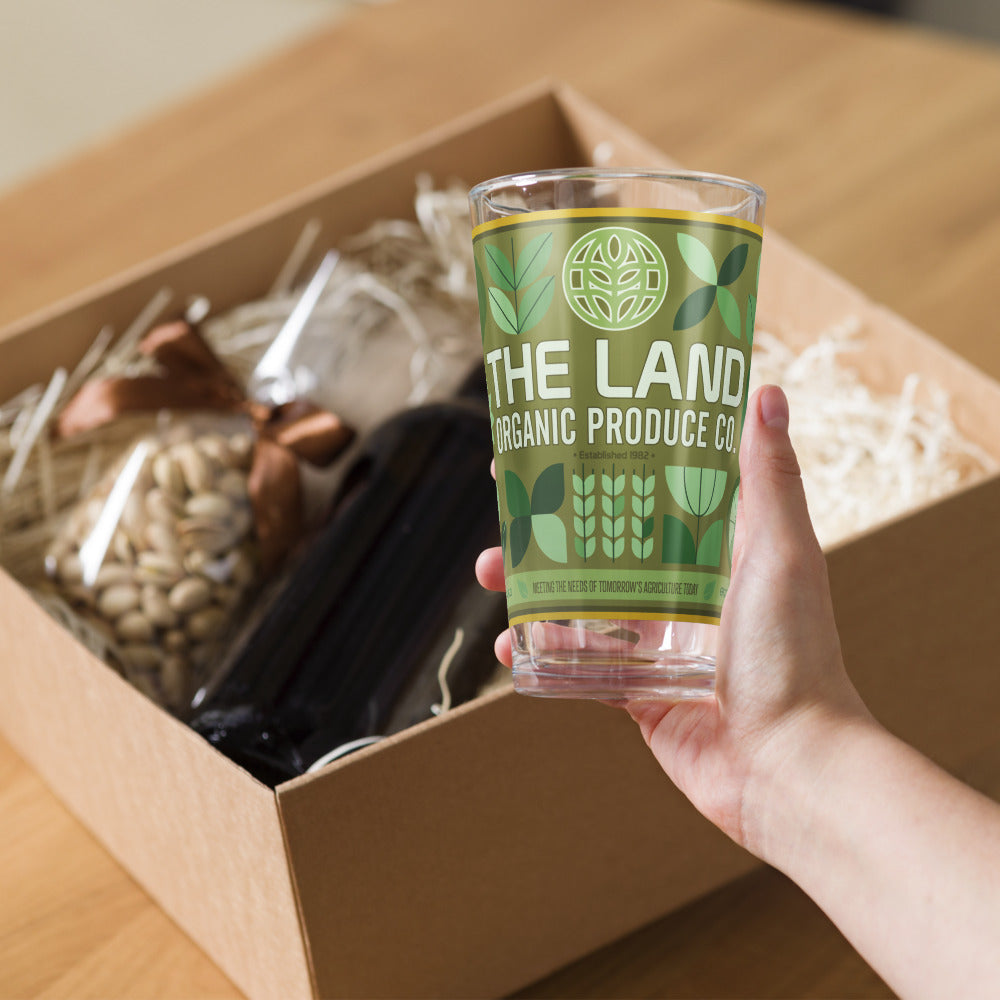 THE LAND organic produce Pint Glass