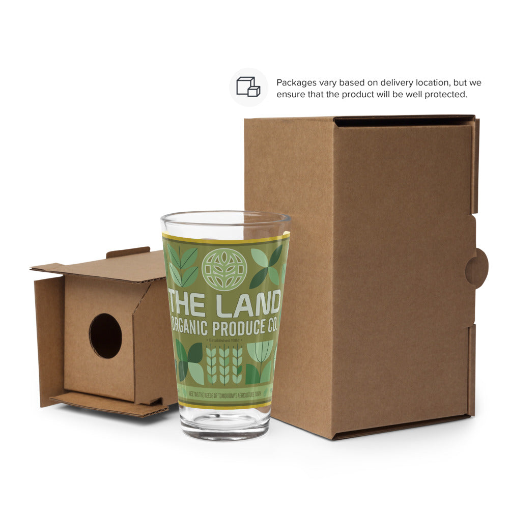 THE LAND organic produce Pint Glass