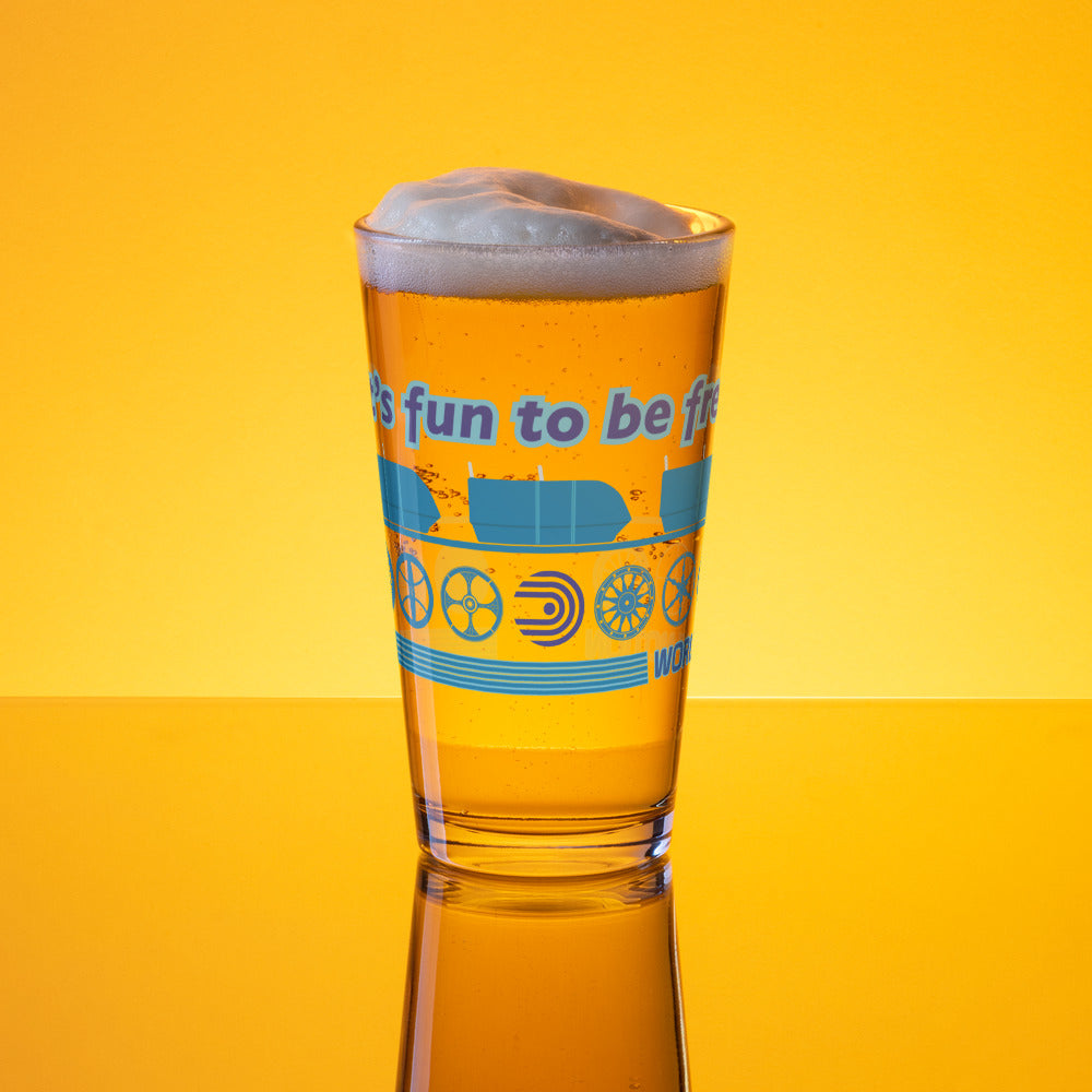WORLD OF MOTION icons Pint Glass