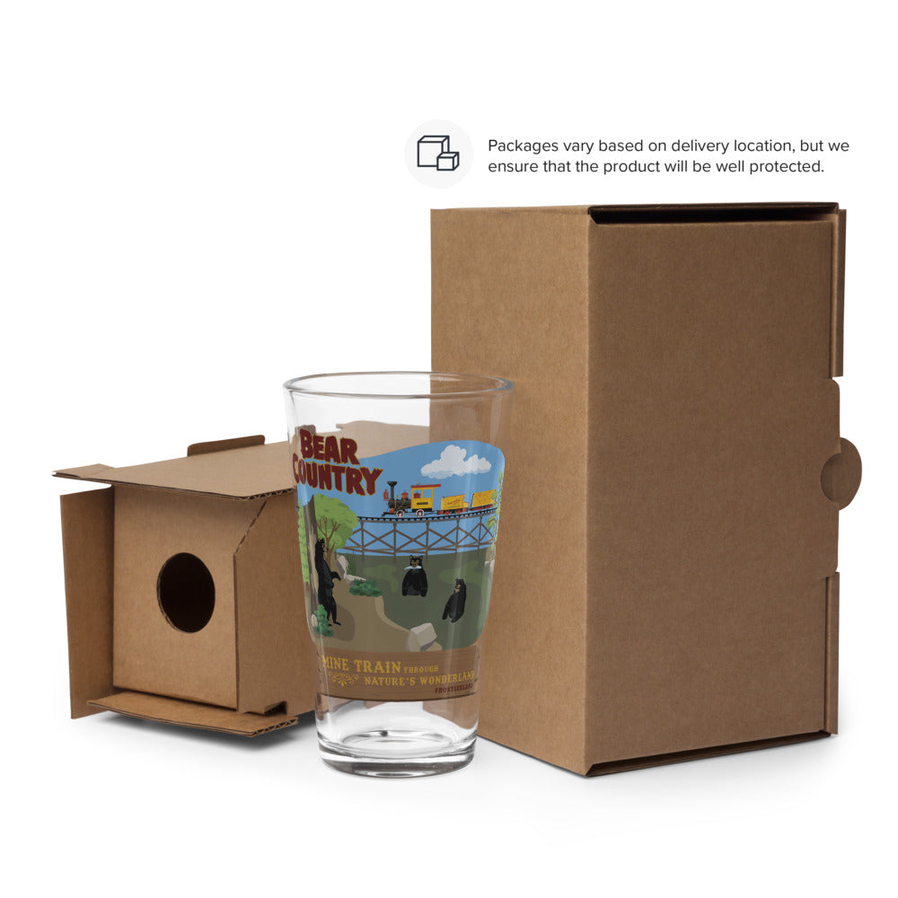 MINE TRAIN THROUGH NATURE'S WONDERLAND bear country Pint Glass