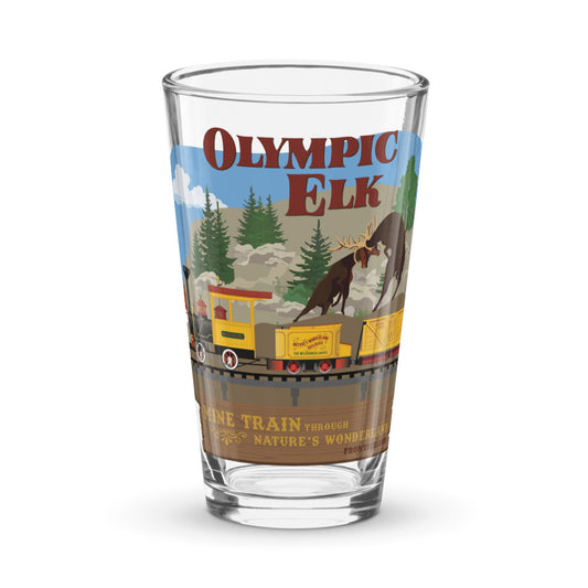 MINE TRAIN THROUGH NATURE'S WONDERLAND olympic elk Pint Glass