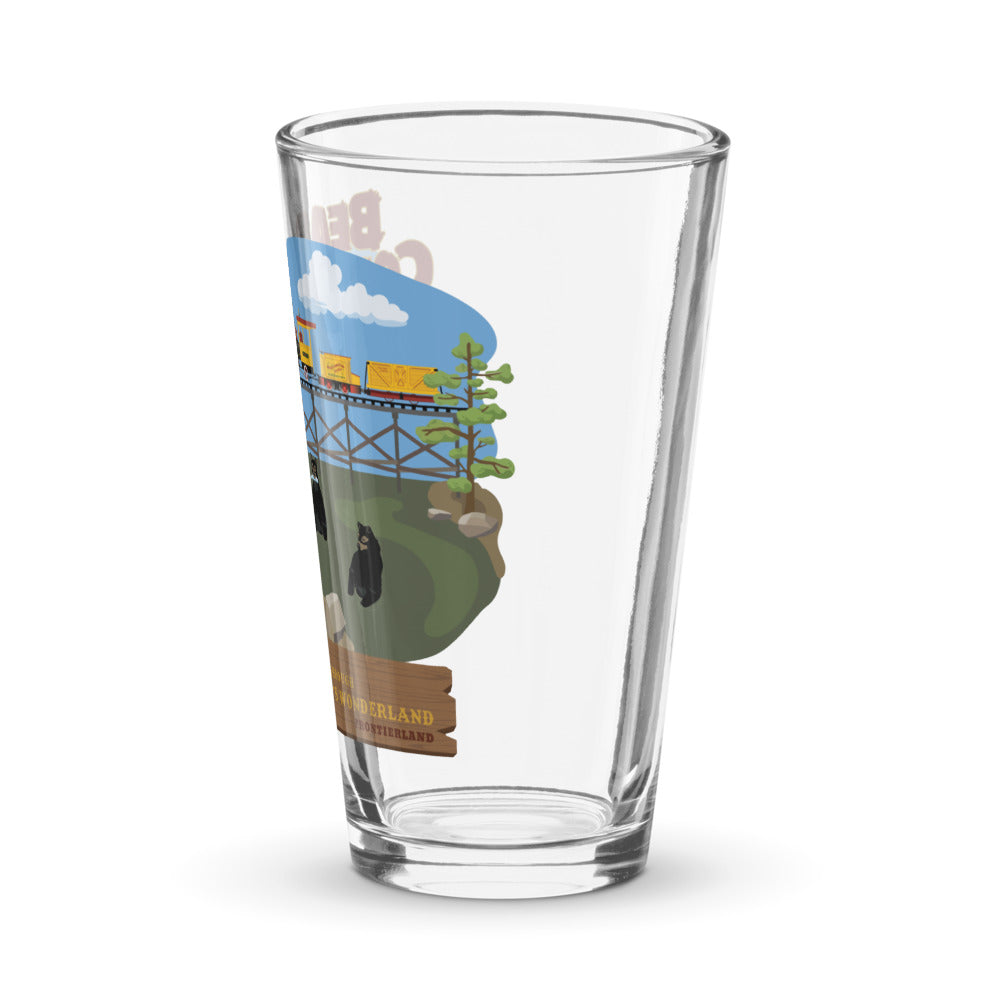 MINE TRAIN THROUGH NATURE'S WONDERLAND bear country Pint Glass