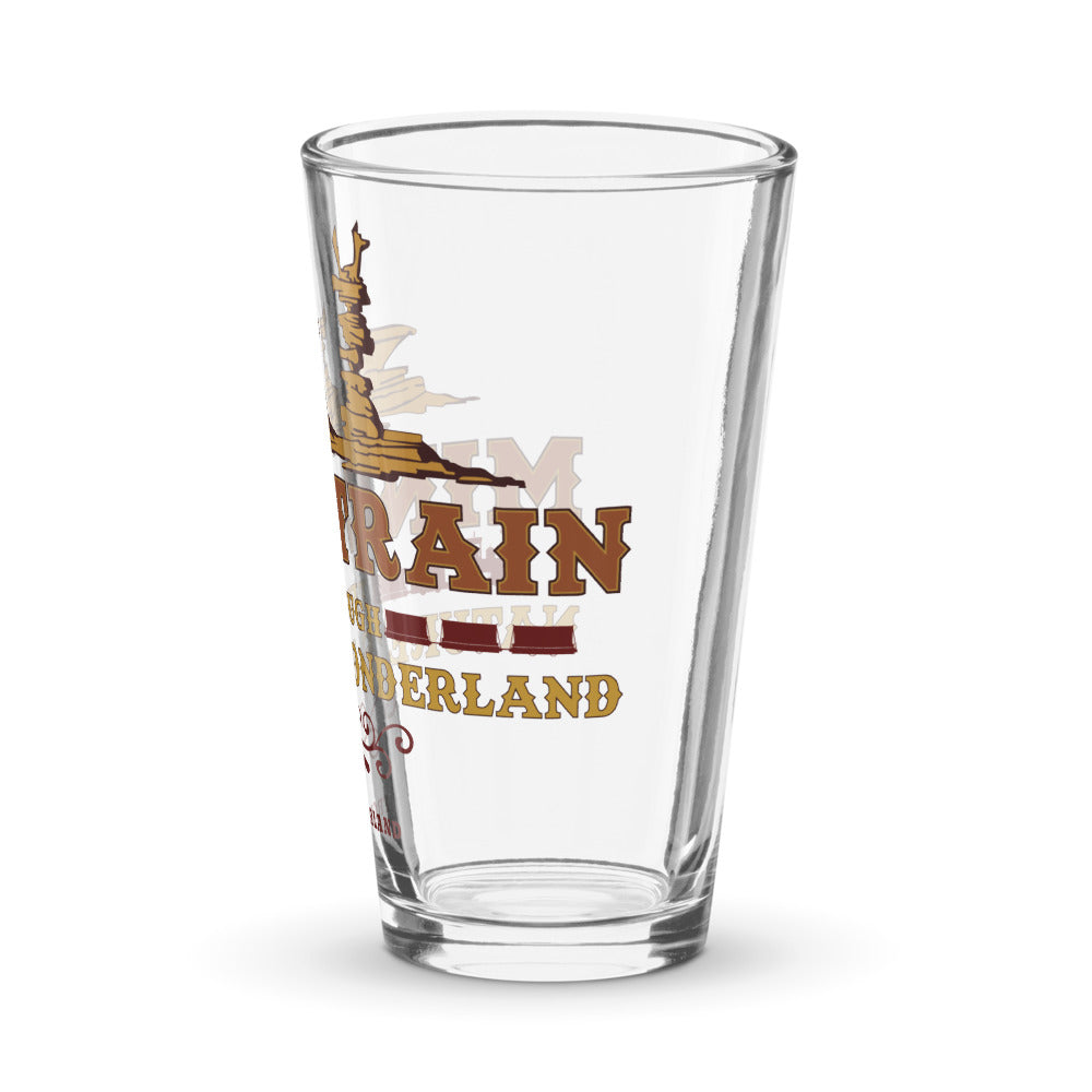 MINE TRAIN THROUGH NATURE'S WONDERLAND title Pint Glass