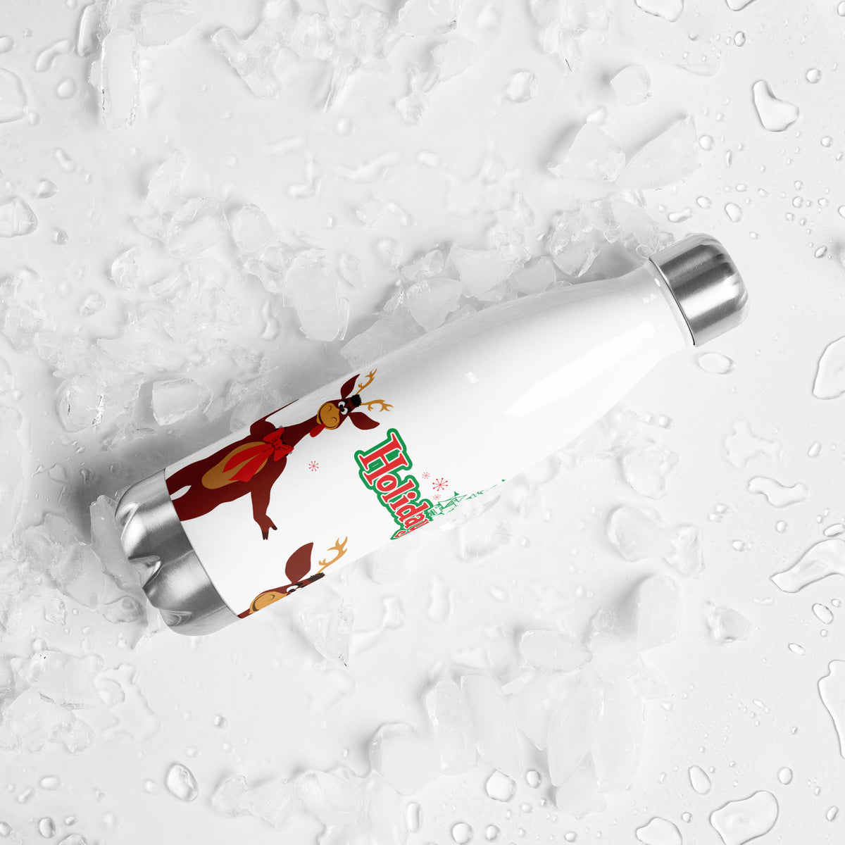 DL HOLIDAY TIME reindeer Water Bottle