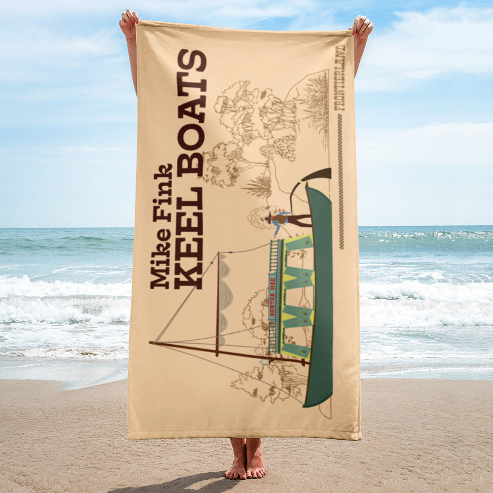 MIKE FINK KEEL BOATS scene Beach Towel