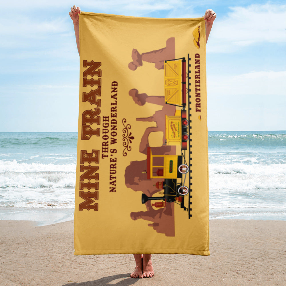 MINE TRAIN THROUGH NATURE'S WONDERLAND title train Beach Towel