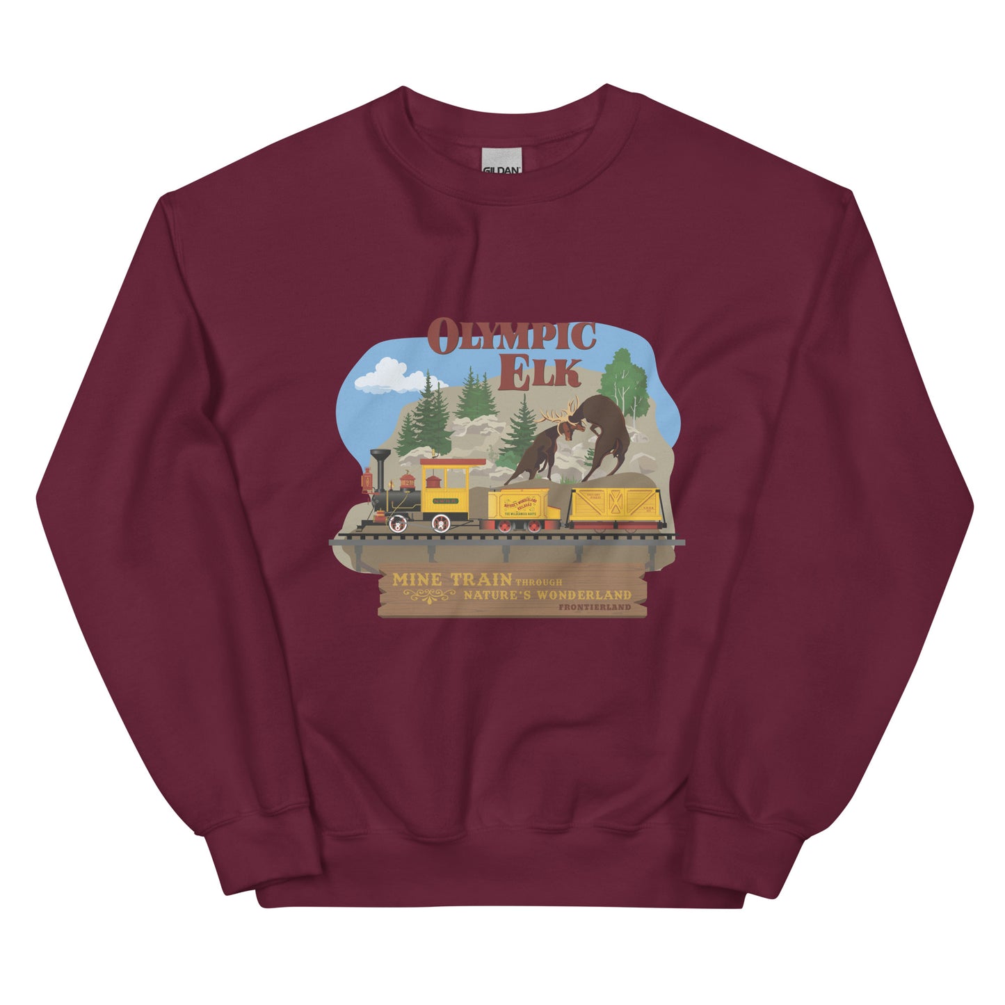 MINE TRAIN THROUGH NATURE'S WONDERLAND olympic elk Sweatshirt