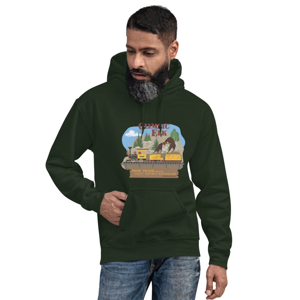 MINE TRAIN THROUGH NATURE'S WONDERLAND olympic elk Hoodie